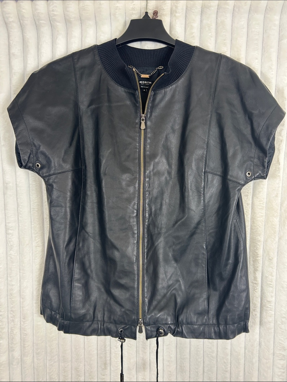 Worth New York  Black Short-Sleeve Leather Zip Jacket M